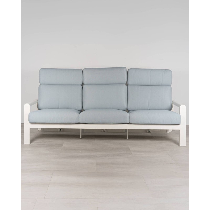 Sofá Blue 3 plazas respaldo alto aluminio con cojines azul 226x95x92,5 cm