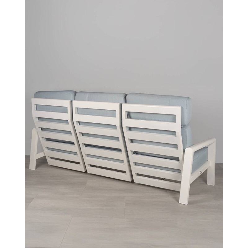 Sofá Blue 3 plazas respaldo alto aluminio con cojines azul 226x95x92,5 cm