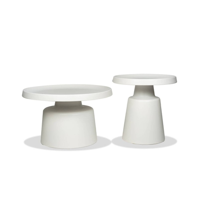 Eira set of round coffee tables in white painted metal