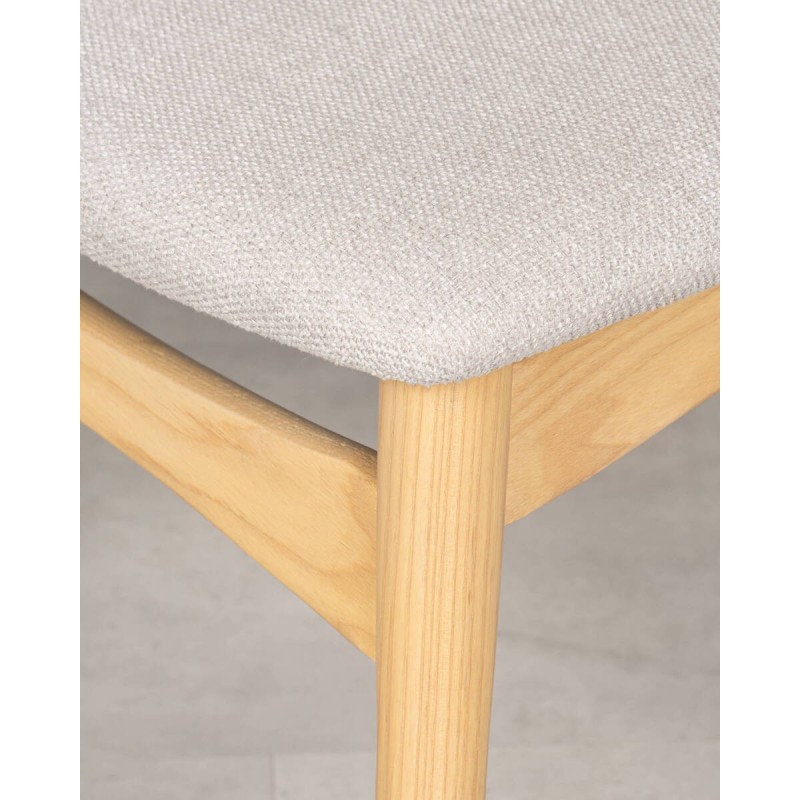 Silla de comedor fresno y ratán · asiento tapizado