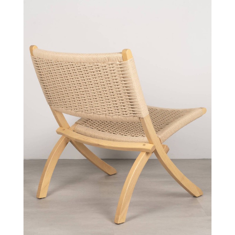 Silla lounge de fresno y cuerda trenzada | Diseño escandinavo natural