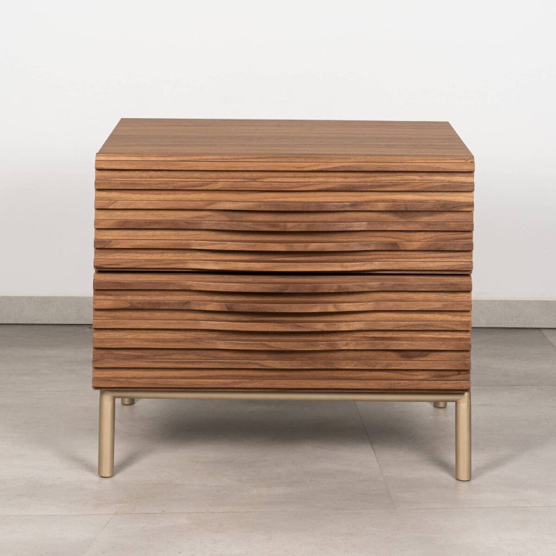 Livan bedside table in walnut veneer and metal legs