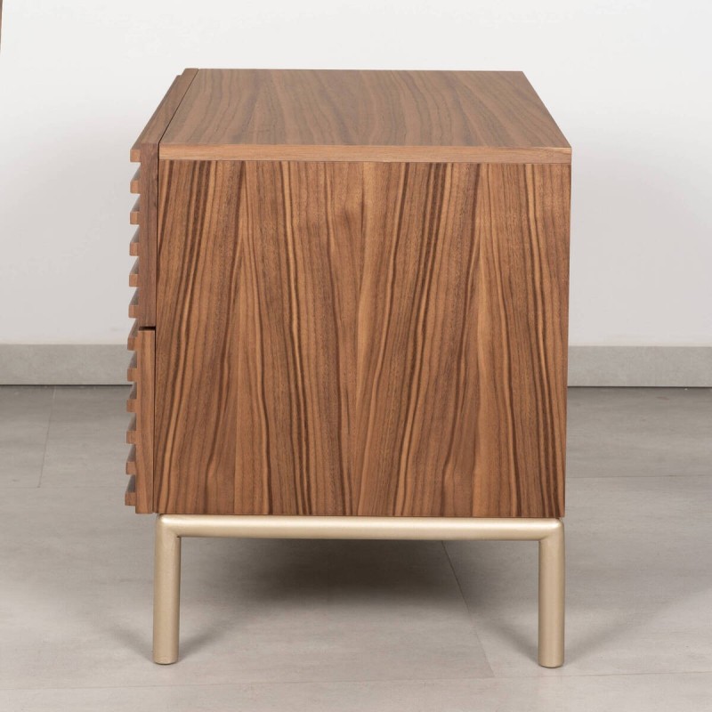Livan bedside table in walnut veneer and metal legs
