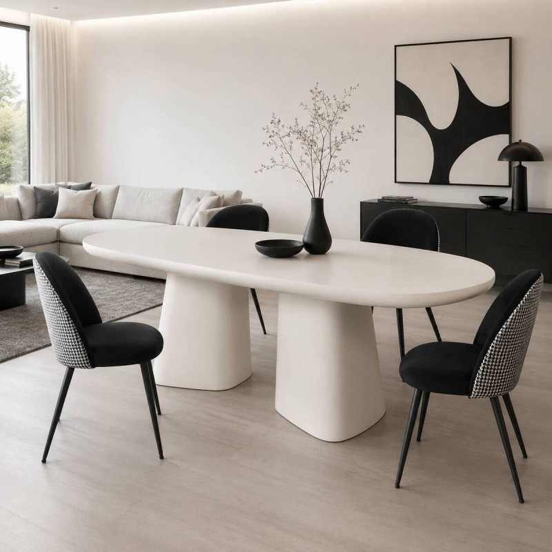 Brandy dining table in cream-finished MDF, 220cm