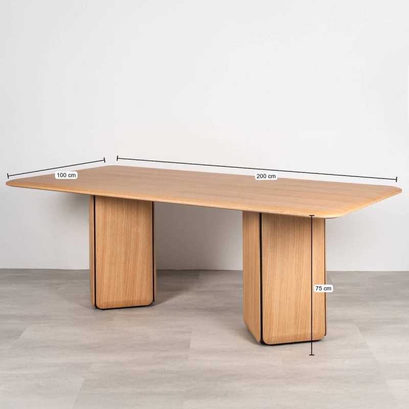 Teresa dining table with two legs and black details, 200cm
