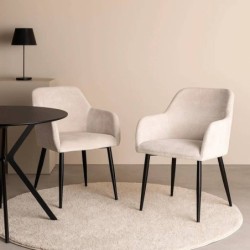 Vera chair upholstered in beige with arms