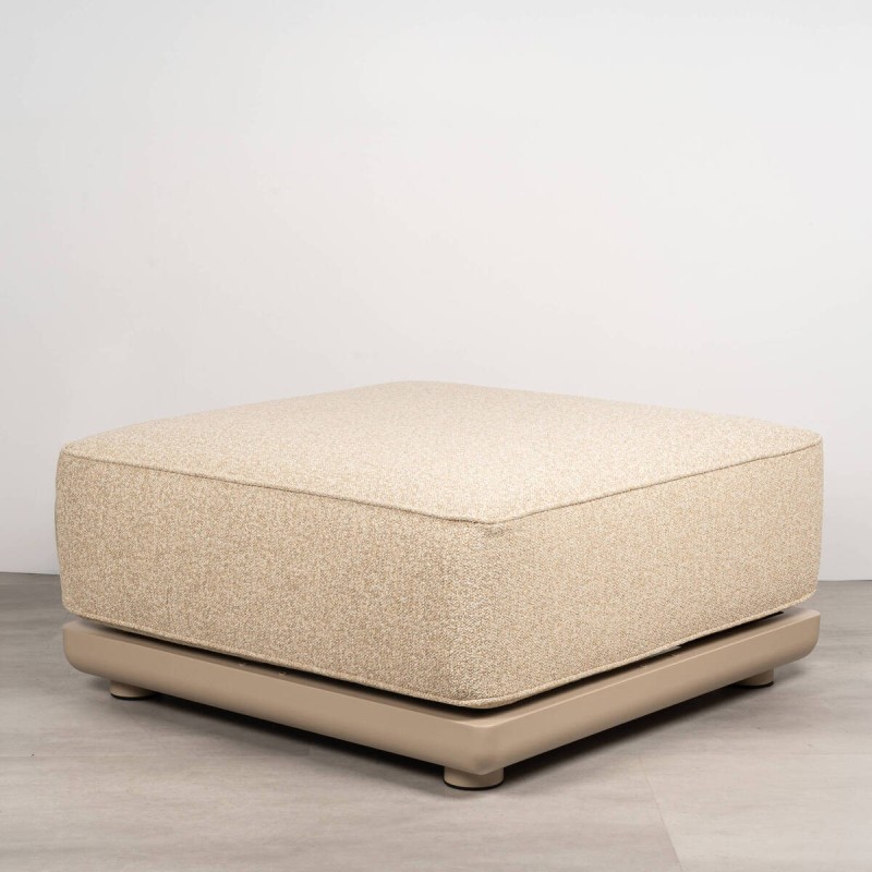 Puf Block de exterior de aluminio beige con cojín en tejido Jalousie 85 cm