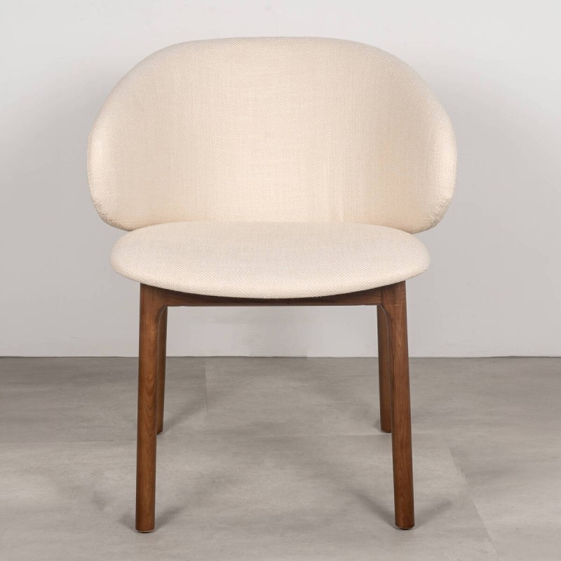 Silla Noa con Respaldo Envolvente Tapizado y Estructura en Madera Nogal