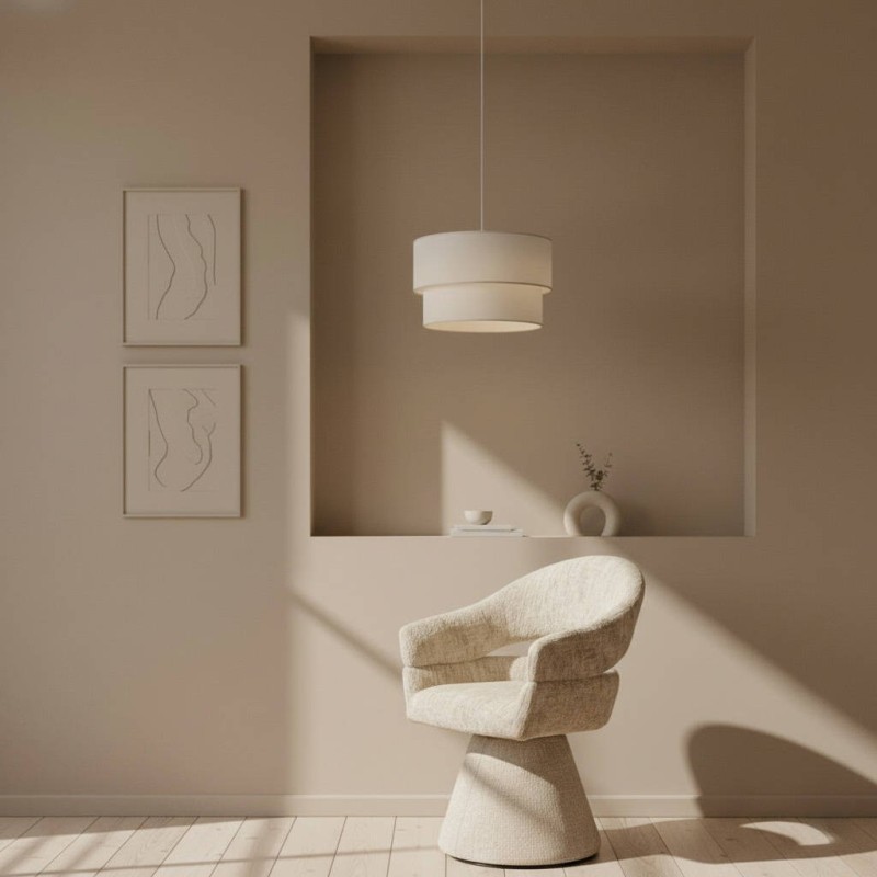 Ava swivel chair, beige bouclé