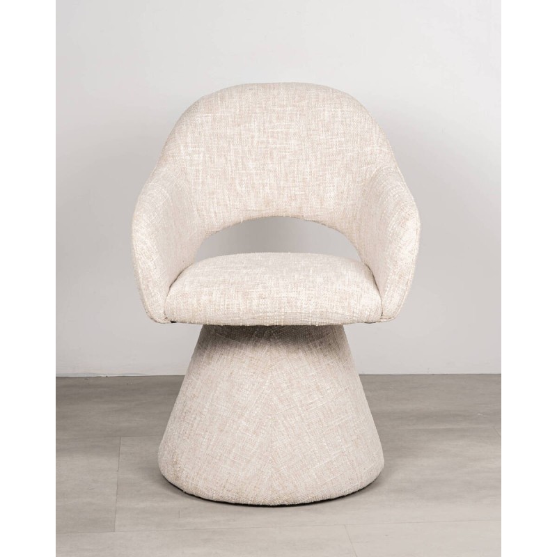Ava swivel chair, beige bouclé