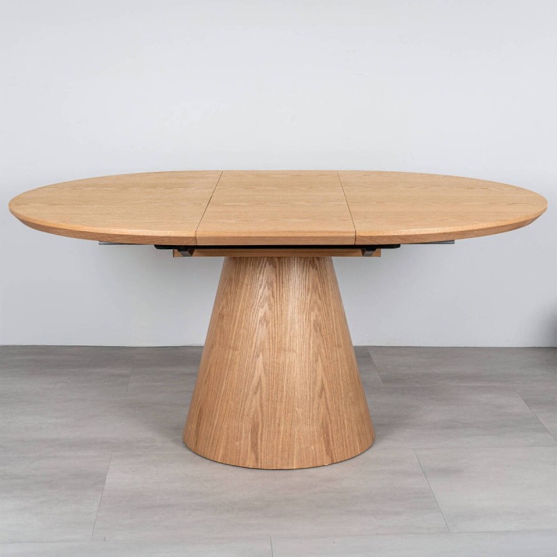 Mesa de Comedor Redonda Extensible Lena Fresno 120-160cm