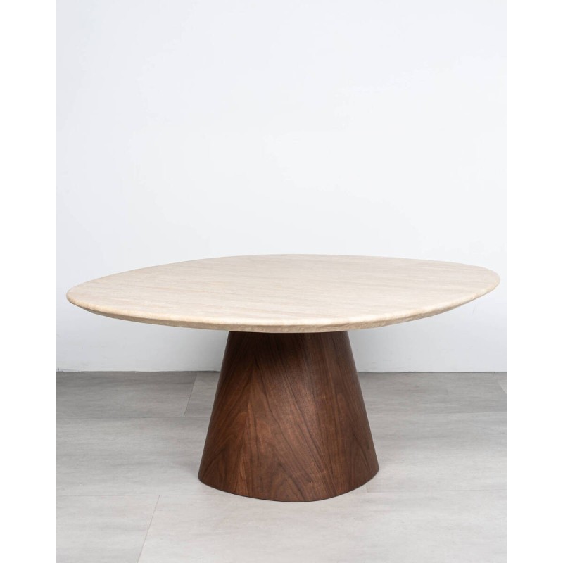 Mesa de centro Nativa travertino y base de nogal