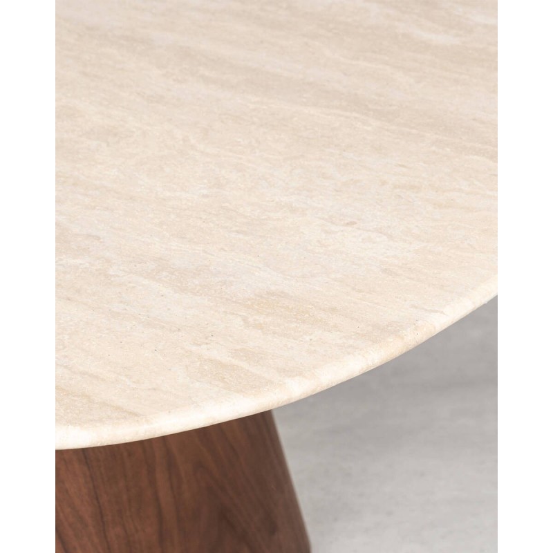 Mesa centro travertino y nogal 90x90 |  Muebles Benítez