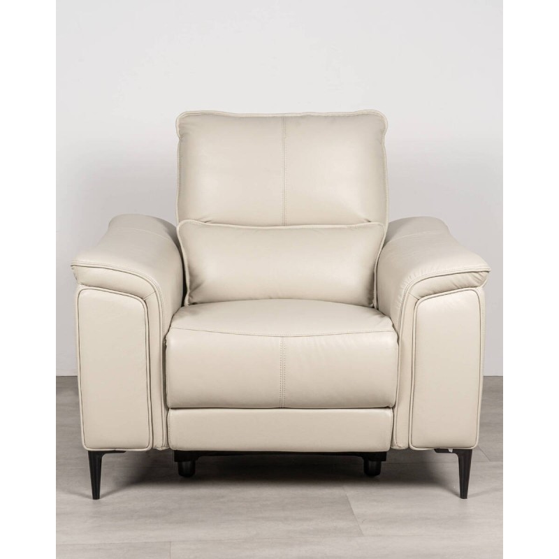 Sillón relax eléctrico Astor en piel beige con reposapies desplegable