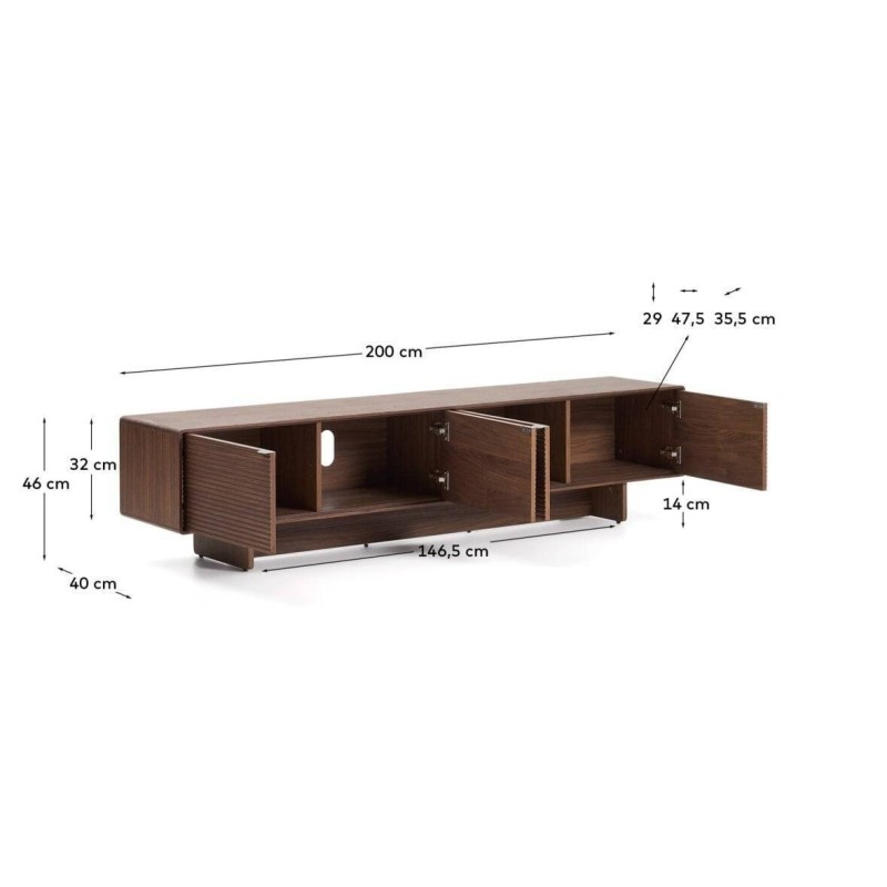 Mueble TV Norlen 4 puertas de chapa de nogal FSC Mix Credit 200 x 46 cm