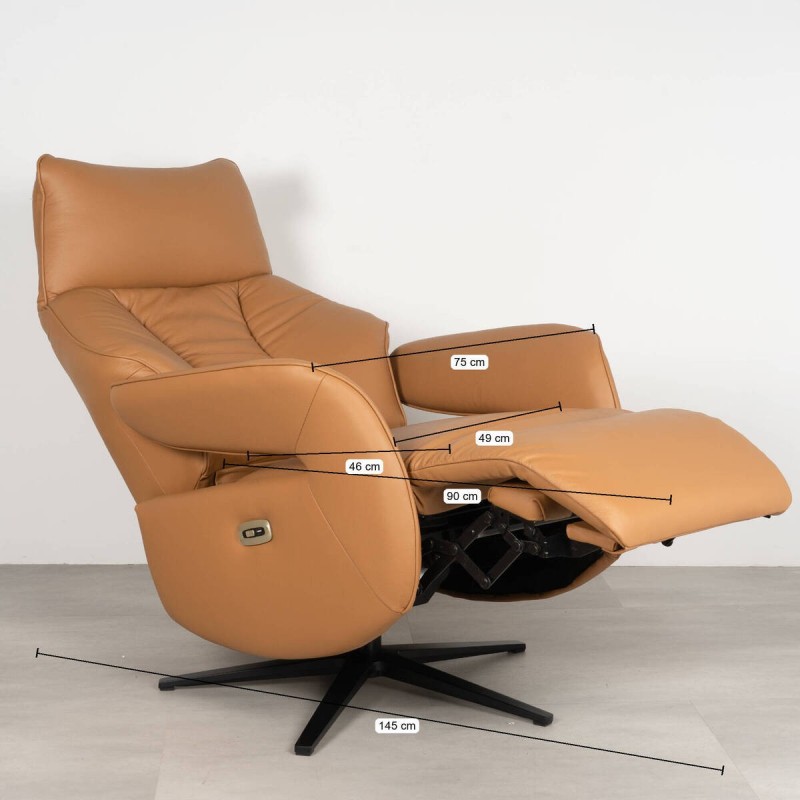 Sillón relax piel marrón coñac | Muebles Benítez
