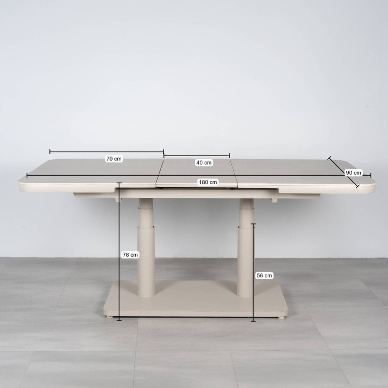 Mesa de Comedor Exterior Ithaka Extensible con Tablero de Piedra y Altura Regulable 140cm