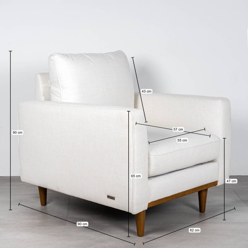 Sillón Zante Tapizado en Tejido Blanco Roto