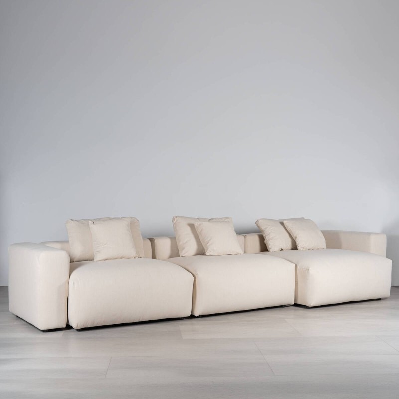 Sofá Modular Niolon Tapizado en Beige 4 plazas con chaise lounge 370 cm