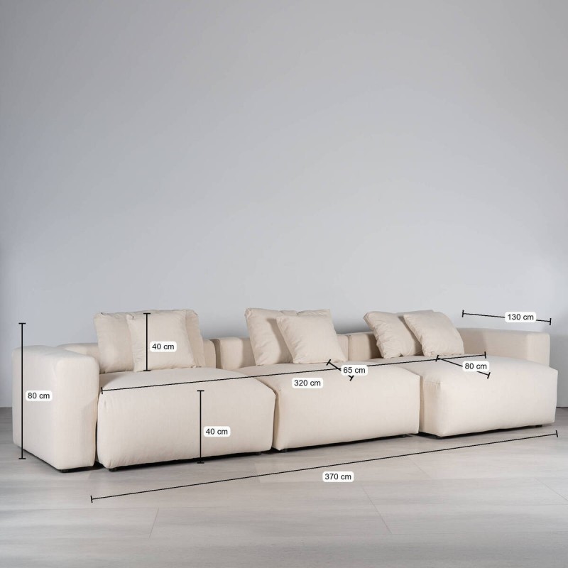 Sofá Modular Niolon Beige 4 plazas 370 cm| Muebles Benítez