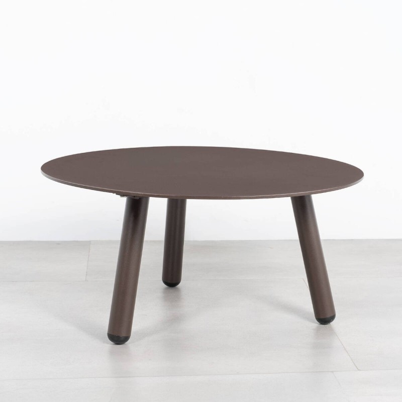 Kafue Round Aluminum Terrace Coffee Table, Chocolate Brown, 60 cm