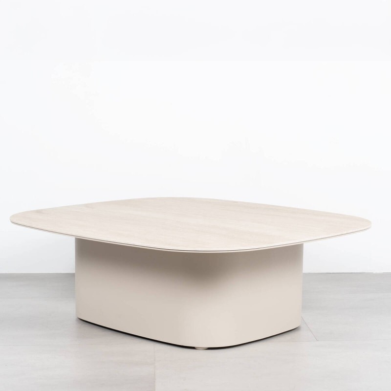 Mesa de Centro de Terraza Wave con Cerámica Beige Arena 100cm