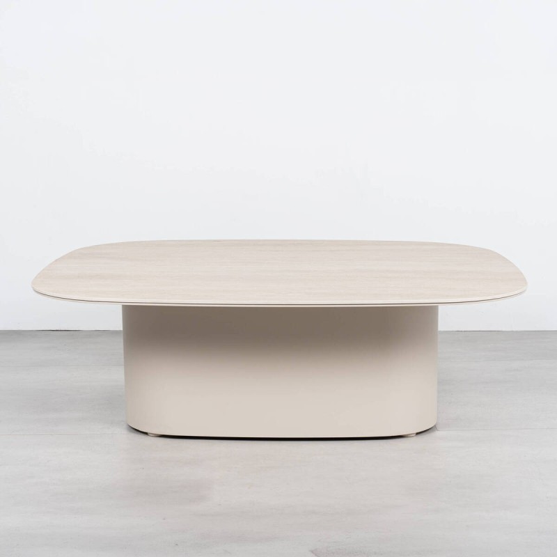 Mesa de Centro de Terraza Wave con Cerámica Beige Arena 100cm