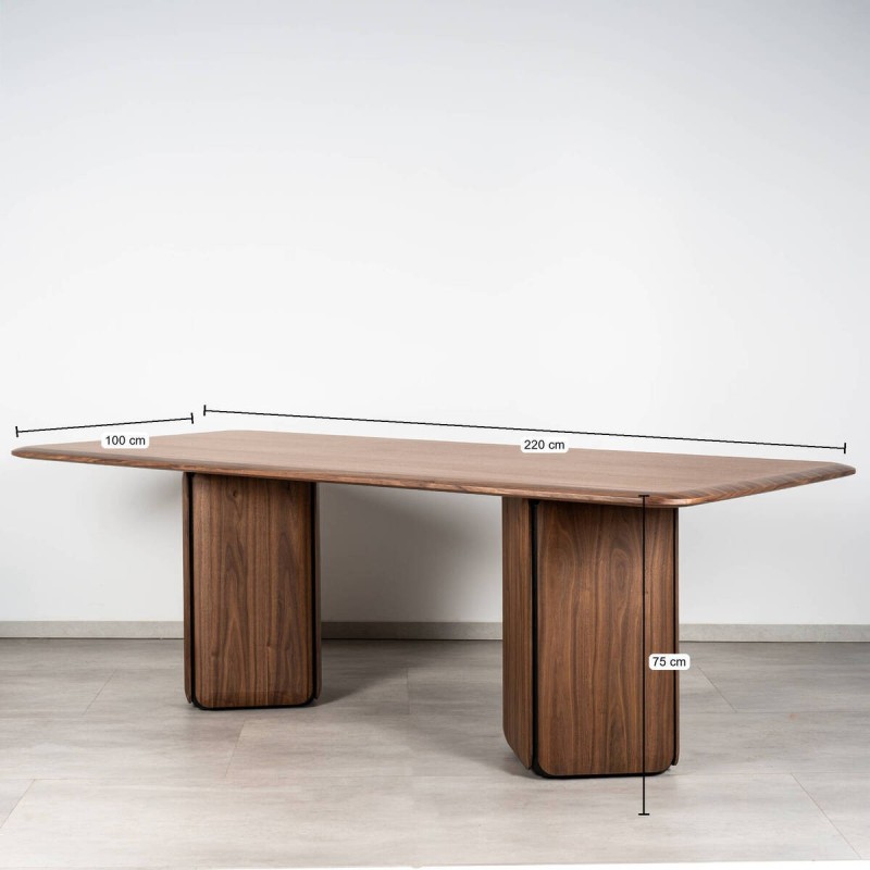 Teresa Rectangular Walnut Dining Table with Two Legs 220cm
