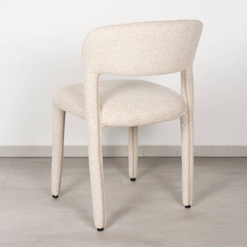 Silla de Comedor Poqueira Tapizada en Blanco Crudo Bouclé