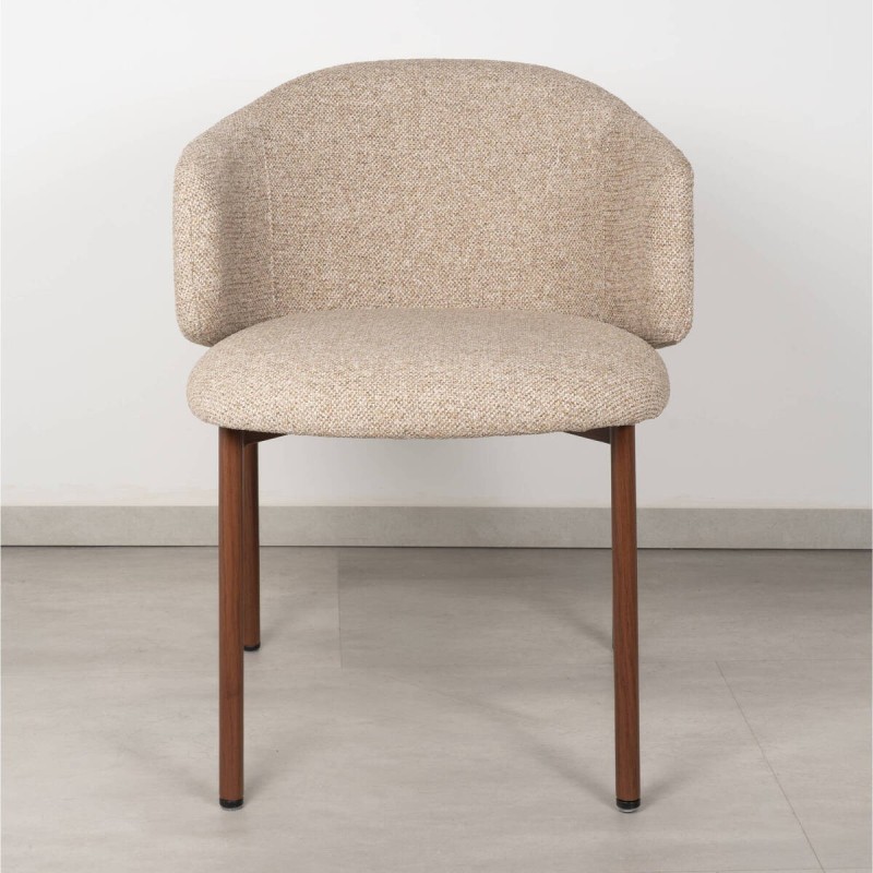 Silla Comedor Arno Beige Bouclé Patas Nogal | Muebles Benítez