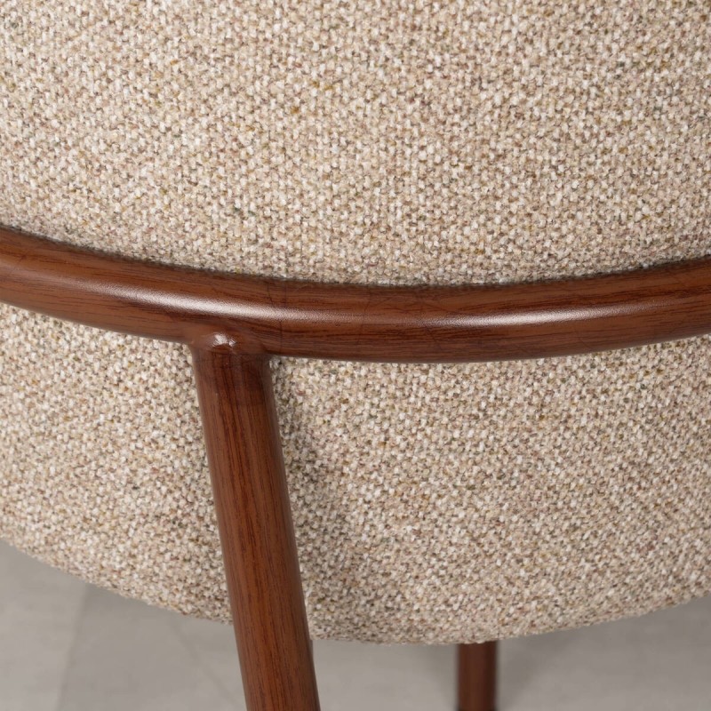 Silla Comedor Arno Beige Bouclé Patas Nogal | Muebles Benítez