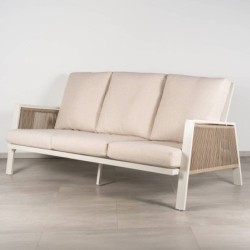 Tavira 3-Seater Outdoor Sofa, Aluminum and Textilene Rope, Sand, 195 cm