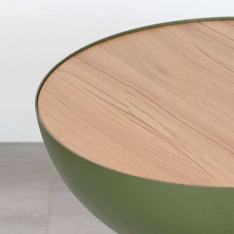 Mesa Auxiliar Kotor Aluminio Verde Oliva y Tablero Madera 48 cm