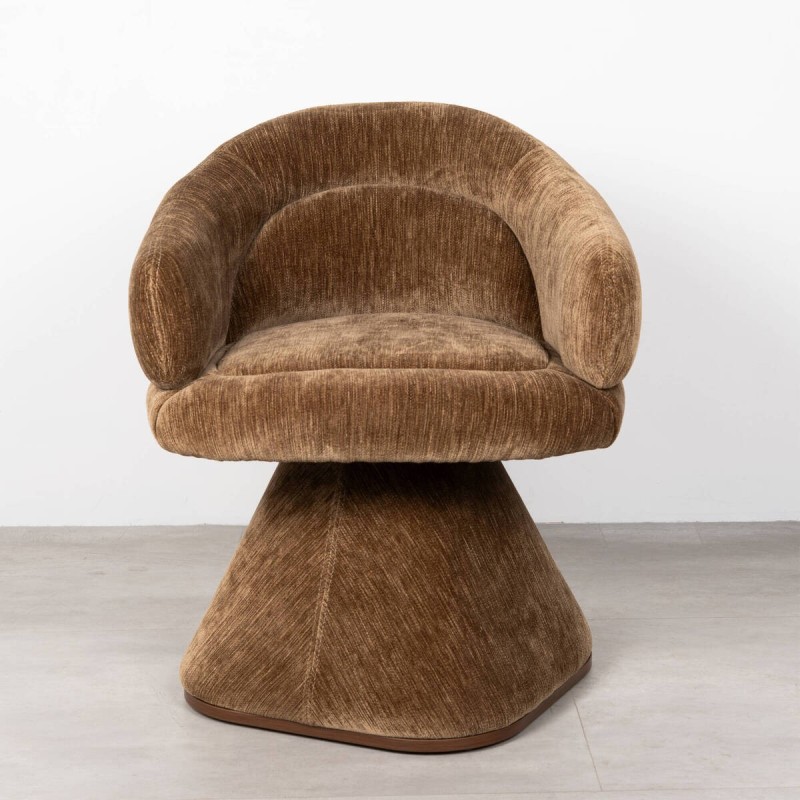 Sillón Doncel Chenille Marrón Oscuro Giratorio | Muebles Benítez