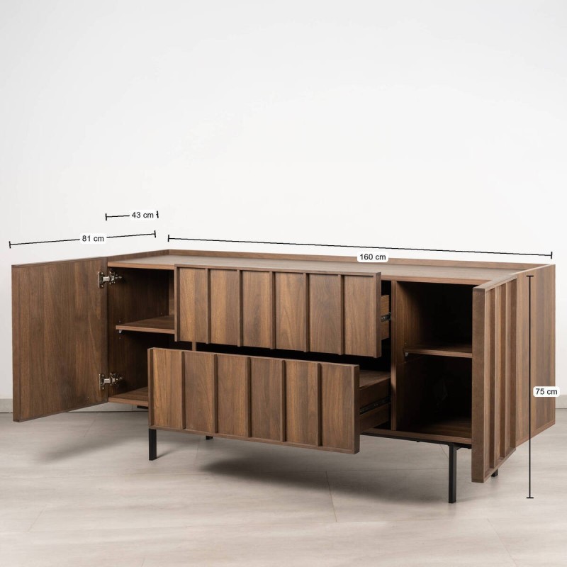 Walnut Ardal Sideboard 2 Doors and 2 Drawers 160cm