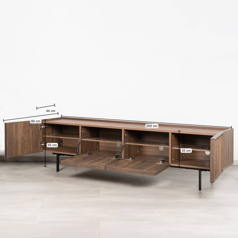 Mueble TV Ardal Nogal 4 Puertas Con Palillería 200cm