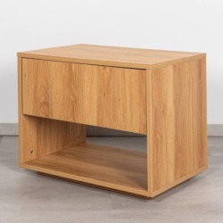 Vardar Bedside Table, Oak Finish, with Grooved Drawer and Plinth, 60x40 cm