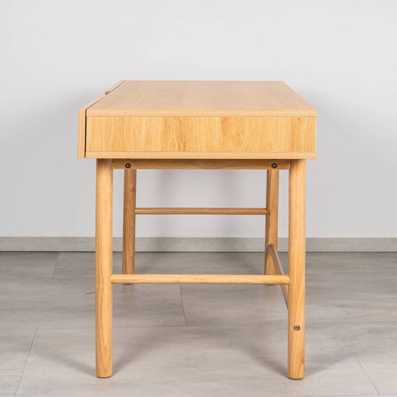 Desk with Mekong Oak Finish and Wooden Legs with Two Drawers, 120 cm