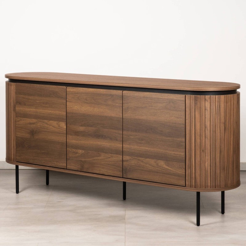Jade sideboard in walnut melamine with black details, 160 cm