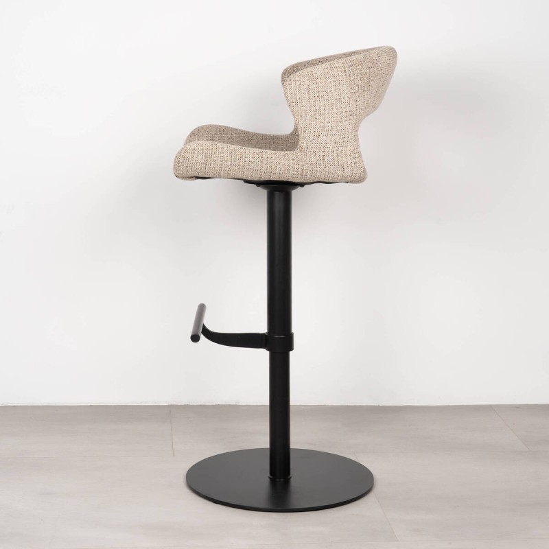 Kaladan Height Adjustable Stool with Footrest in Beige Fabric