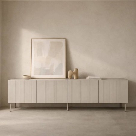 Mueble TV Vera 201 cm en marfil mate texturizado