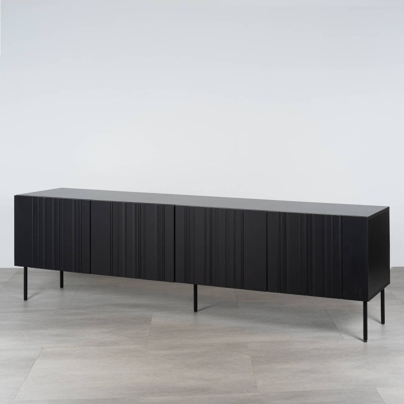 Vera TV unit 201 cm in textured matte black