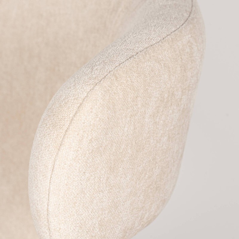 Silla Tarn Tapizada en Chenilla Beige Con Respaldo Curvo