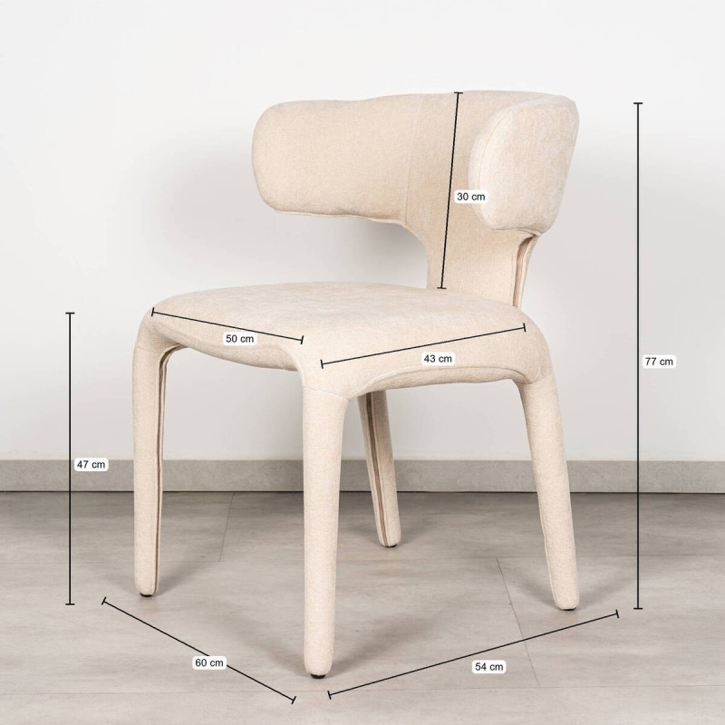 Silla Tarn Tapizada en Chenilla Beige Con Respaldo Curvo