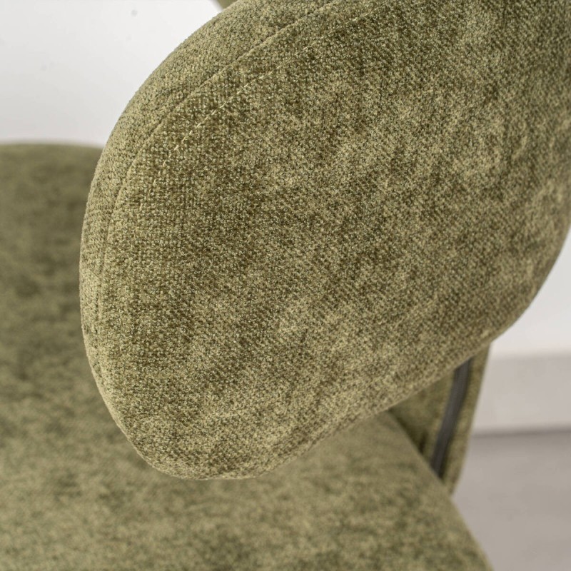 Silla Tarn Tapizada en Chenilla Verde Oliva Con Respaldo Curvo