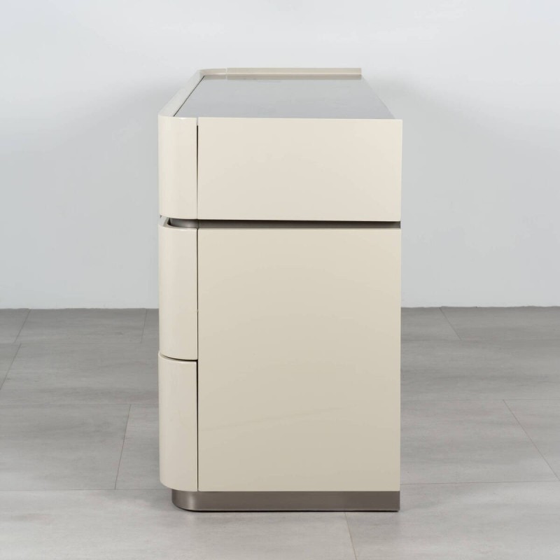 Limpopo Beige Lacquered Chest of Drawers with 6 Drawers and Metal Handles 150 cm