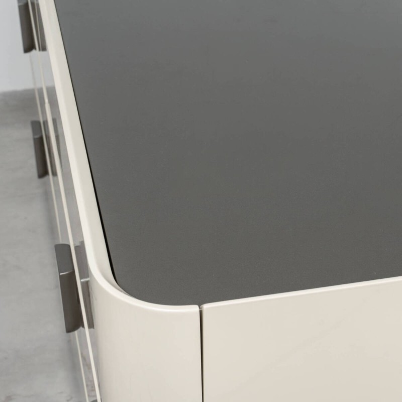 Limpopo Beige Lacquered Chest of Drawers with 6 Drawers and Metal Handles 150 cm