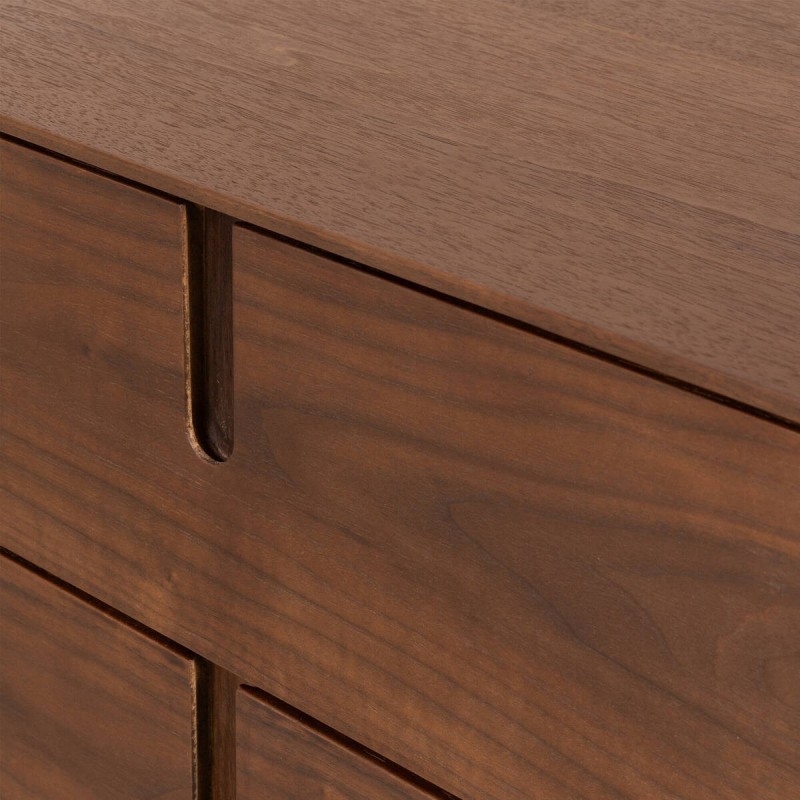 Frame Nightstand, Walnut Finish, 2 Drawers and Black Legs