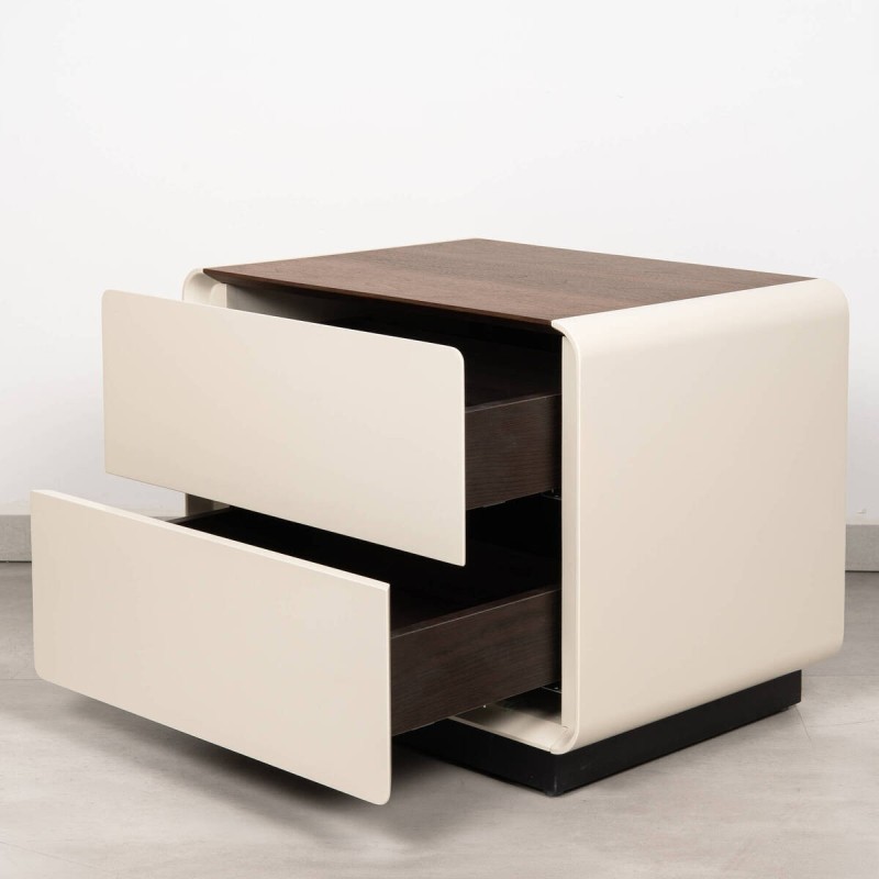 Cyl Light Beige Nightstand with Walnut Finish Top