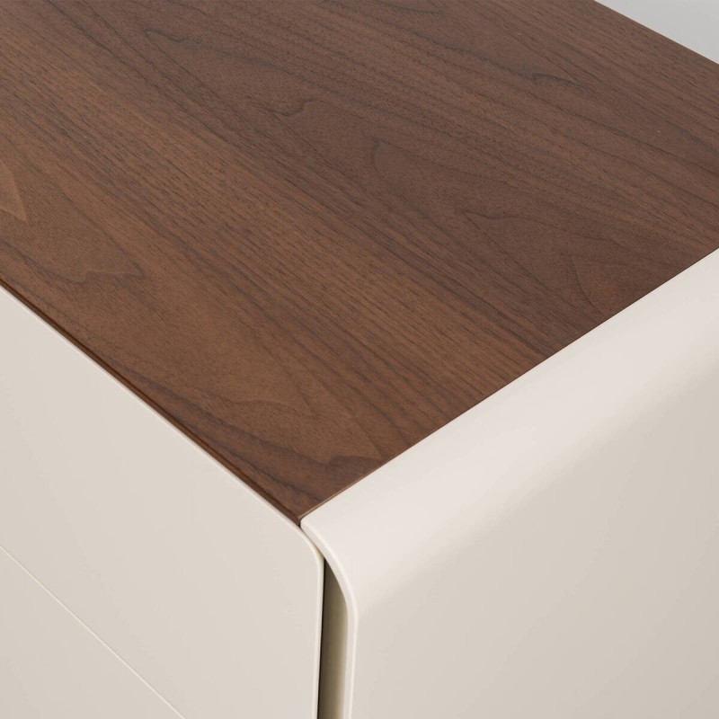 Cyl Light Beige Nightstand with Walnut Finish Top